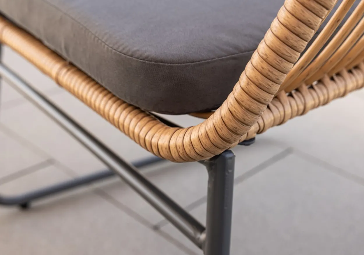 7tlg. helles Rattan Lounge-Set mit Sitzkissen - Grau