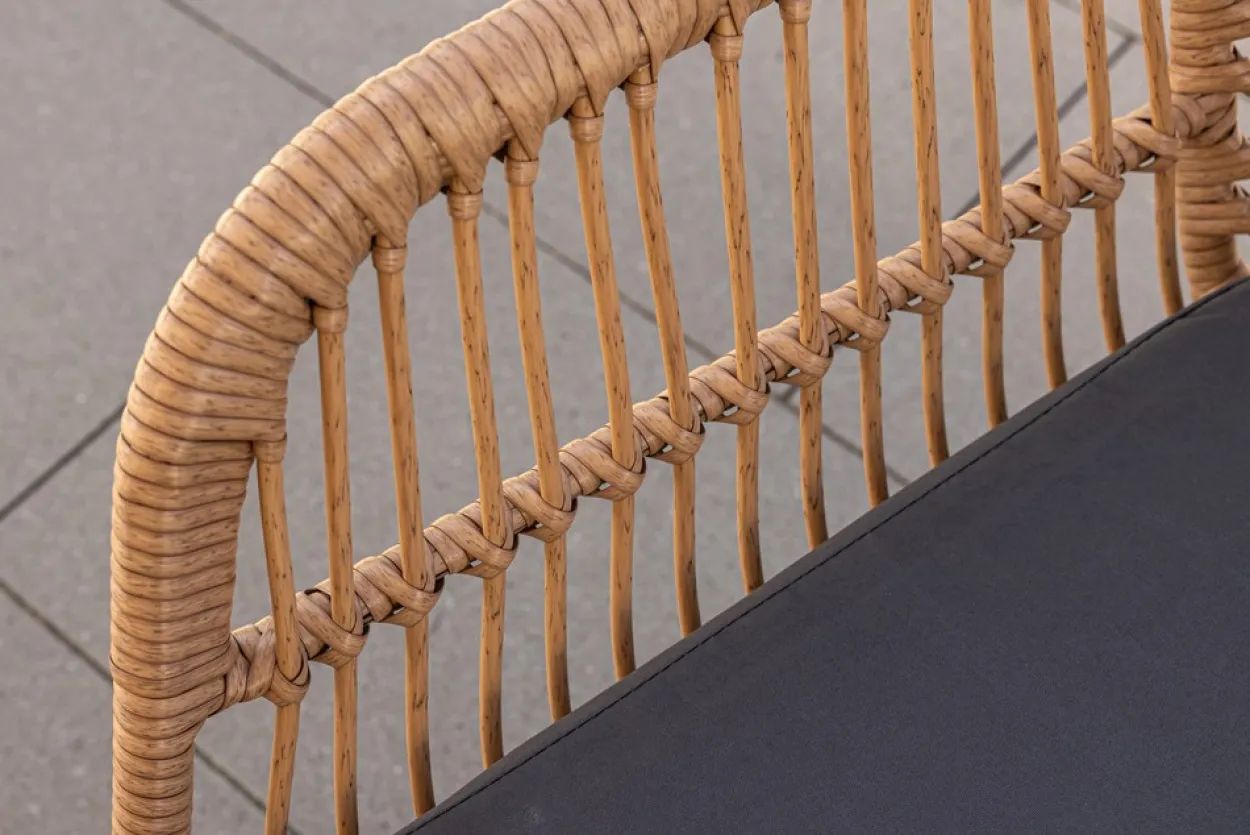 7tlg. helles Rattan Lounge-Set mit Sitzkissen - Grau
