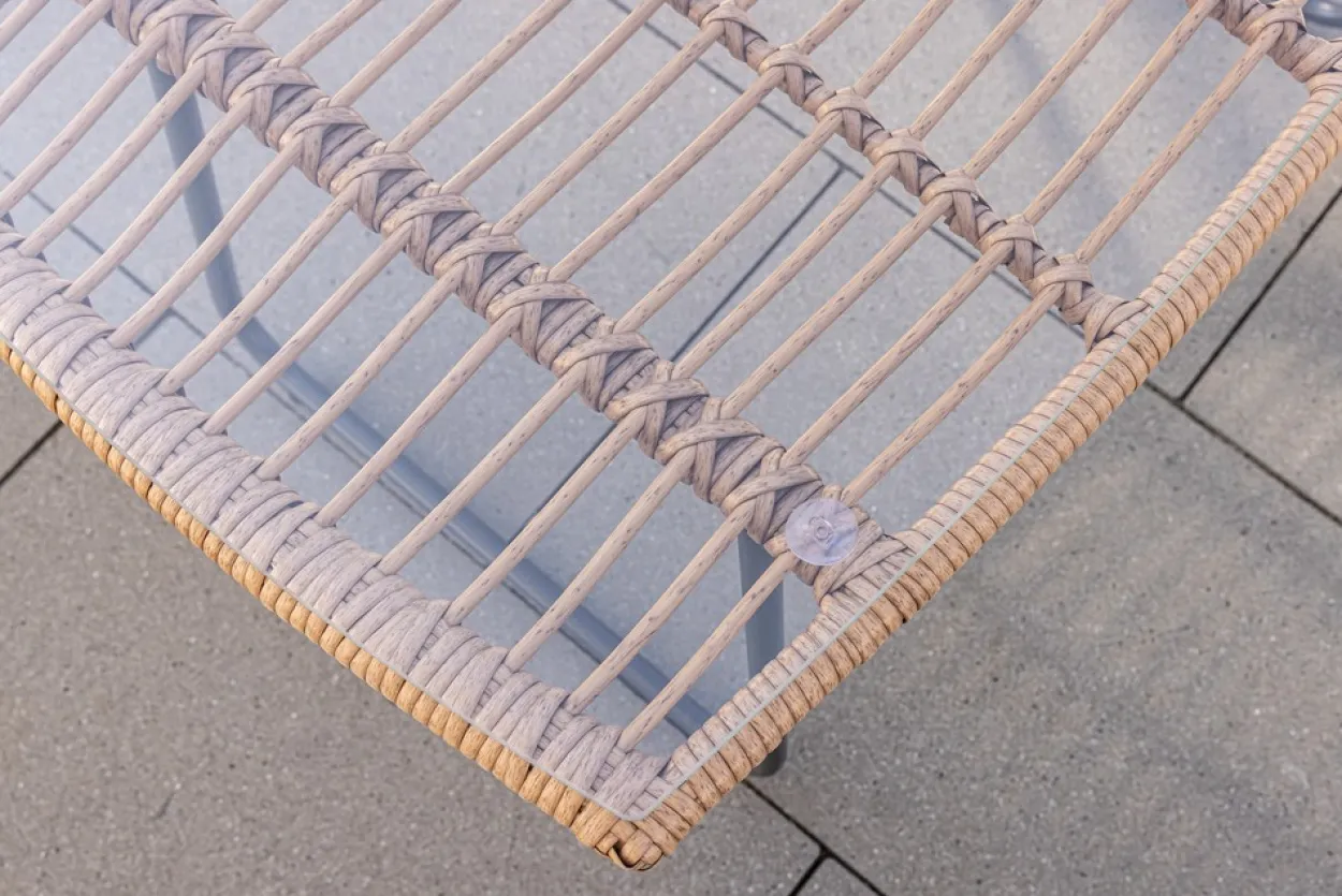 7tlg. helles Rattan Lounge-Set mit Sitzkissen - Grau