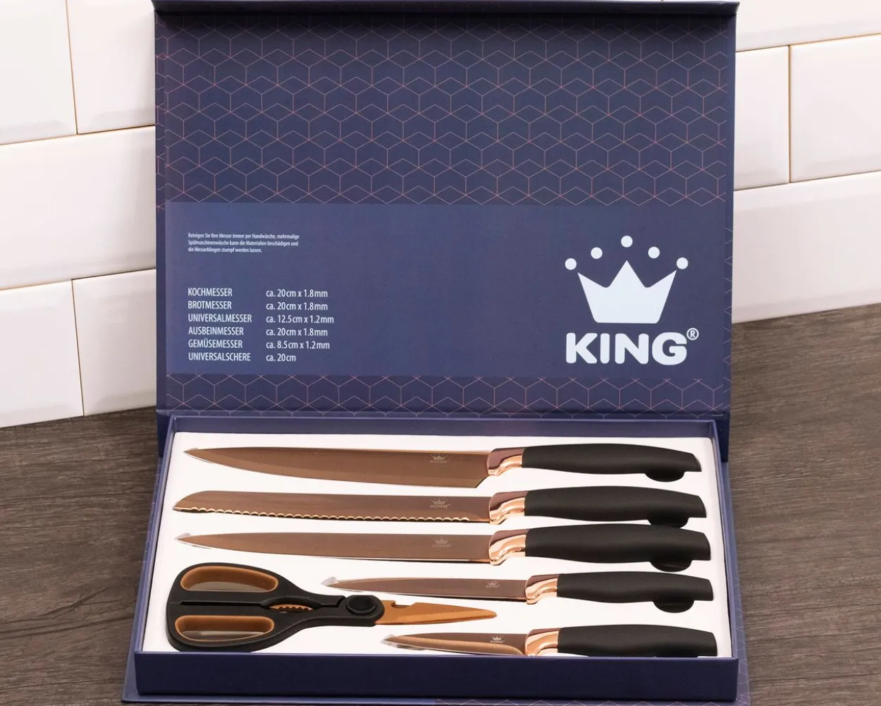 6tlg. Küchenmesserset TITANINUM ROSÉ inkl. Schere
