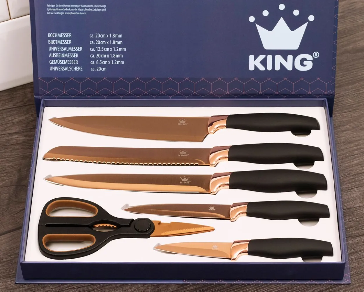 6tlg. Küchenmesserset TITANINUM ROSÉ inkl. Schere