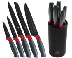 11tlg. Küchenset inkl. 4 Kochtöpfe, Bräter, 5 Messer, Messerblock