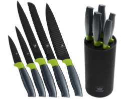 11tlg. Küchenset inkl. 4 Kochtöpfe, Bräter, 5 Messer, Messerblock