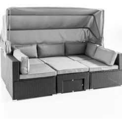 20-tlg. Loungegarnitur "Como" mit Sonnendach & 1 Beistelltisch, ca. 203,5 x 191,5 x 164 cm