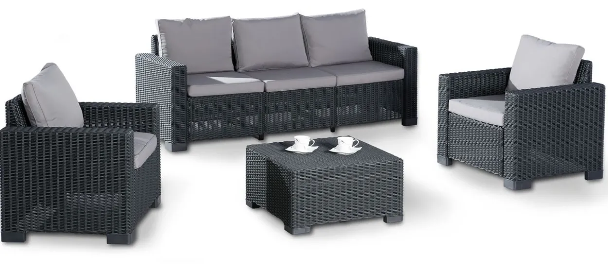 4-tlg. Lounge Gruppe Mombasa graphit/hellgrau