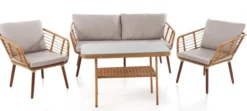 11tlg. Lounge-Set ASTI aus Aluminium und Rope-Geflecht inkl. Polsterauflage - Beige