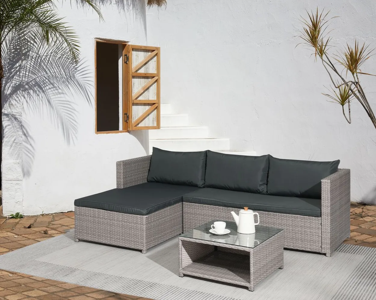 3tlg. Loungeset HGS62-DGR dunkelgrau