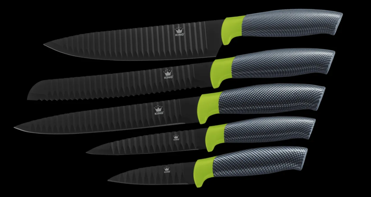 6tlg. Messerset CARBON GREEN LINE inkl. Messerblock