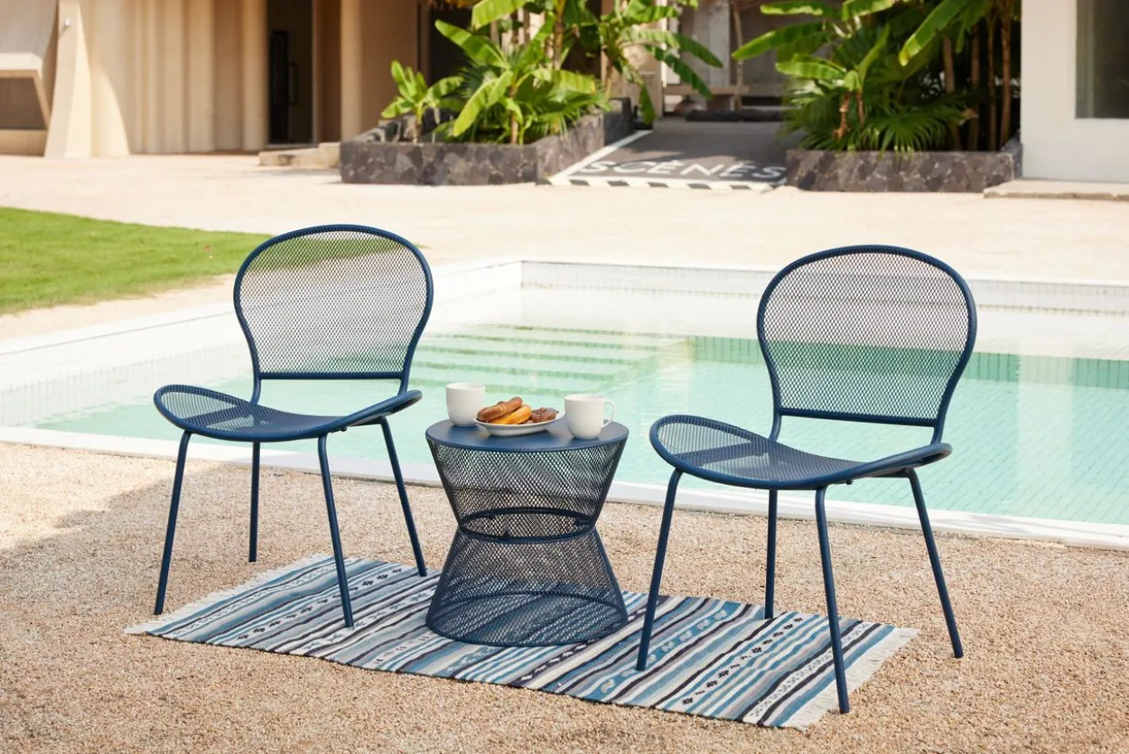 3tlg. modernes Bistro Set HGS58-DBL dunkelblau