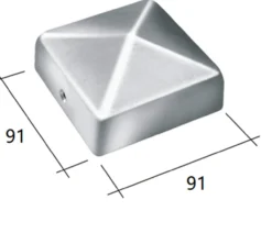 10tlg. Pfostenkappen aus beschichtetem Stahl, ca. 9,1 x 9,1 cm - Metallfarben