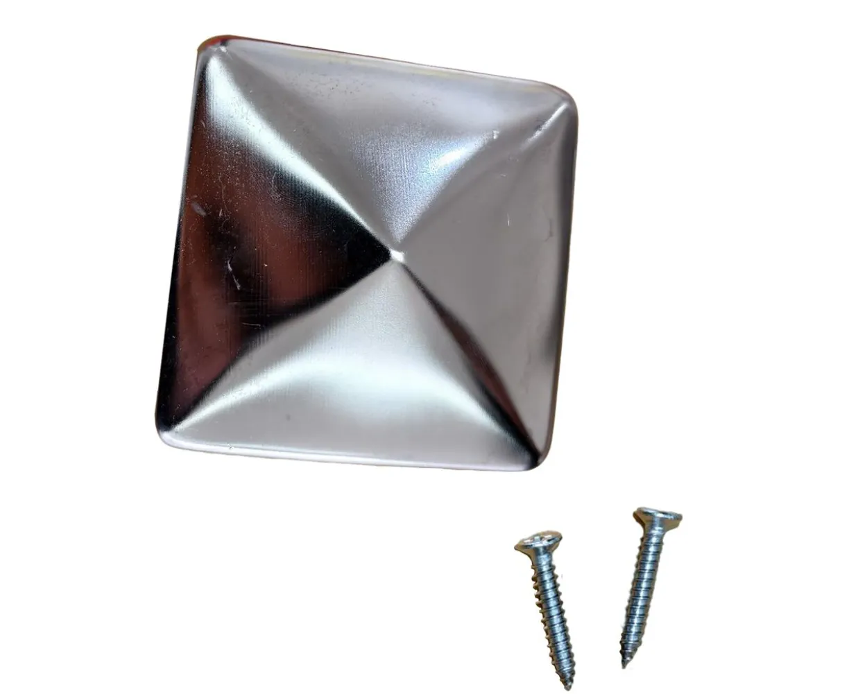 4tlg. Pfostenkappen aus Edelstahl, ca. 7,1 x 7,1 cm