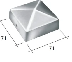 4tlg. Pfostenkappen aus Edelstahl, ca. 7,1 x 7,1 cm