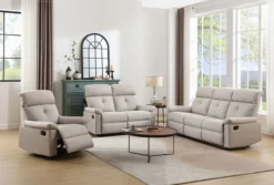 3tlg. Polstergarnitur mit 5 Relaxfunktionen - Beige