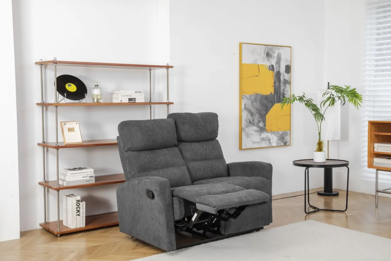 3tlg. Polstergarnitur mit 5 Relaxfunktionen - Dunkelgrau