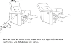 3tlg. Polstergarnitur mit 5 Relaxfunktionen - Dunkelgrau