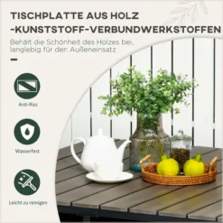 5-tlg. Polyrattan Gartenmöbel Set Esstisch mit 4 Stühlen für Balkon Grau
