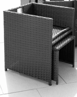 27tlg. Polyrattan-Sitzgruppe CUBE 4+6 mit platzsparendem Würfelsystem - Schwarz