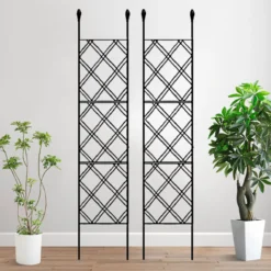2tlg. Rankgitter für Kletterpflanzen, ca. 30 x 140 cm - Schwarz