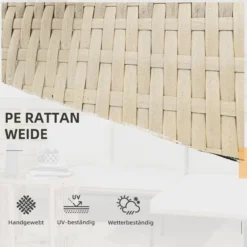 3-tlg. Rattan Gartenmöbel-Set, Gartenset mit Liegestuhl, Couchtisch, Zweisitzer