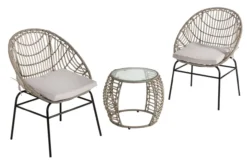 5tlg. Rattan Gartenmöbel-Set Sitzgruppe mit Kissen für Terrasse Balkon - Grau