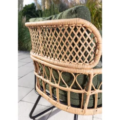 5tlg. Rattan-Gartenset mit Sitzkissen HGS51-GRN, grün