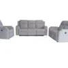 3tlg. Relaxsofa-Set aus Chenille - Hellgrau