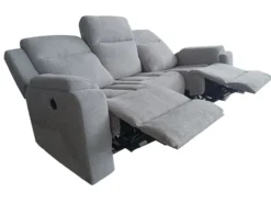 3tlg. Relaxsofa-Set aus Chenille - Hellgrau