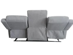 3tlg. Relaxsofa-Set aus Chenille - Hellgrau
