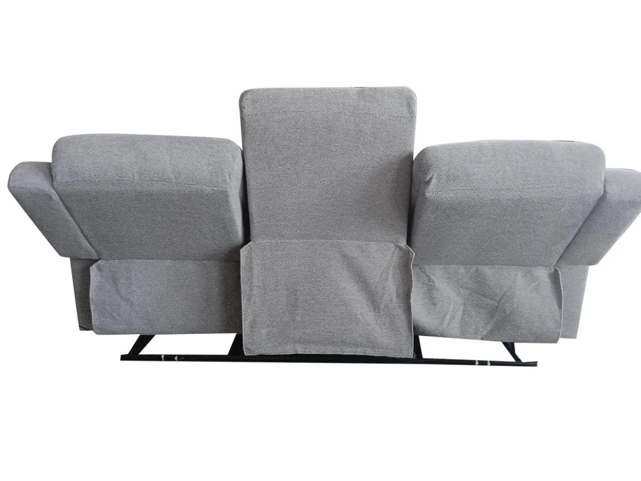 3tlg. Relaxsofa-Set aus Chenille - Hellgrau