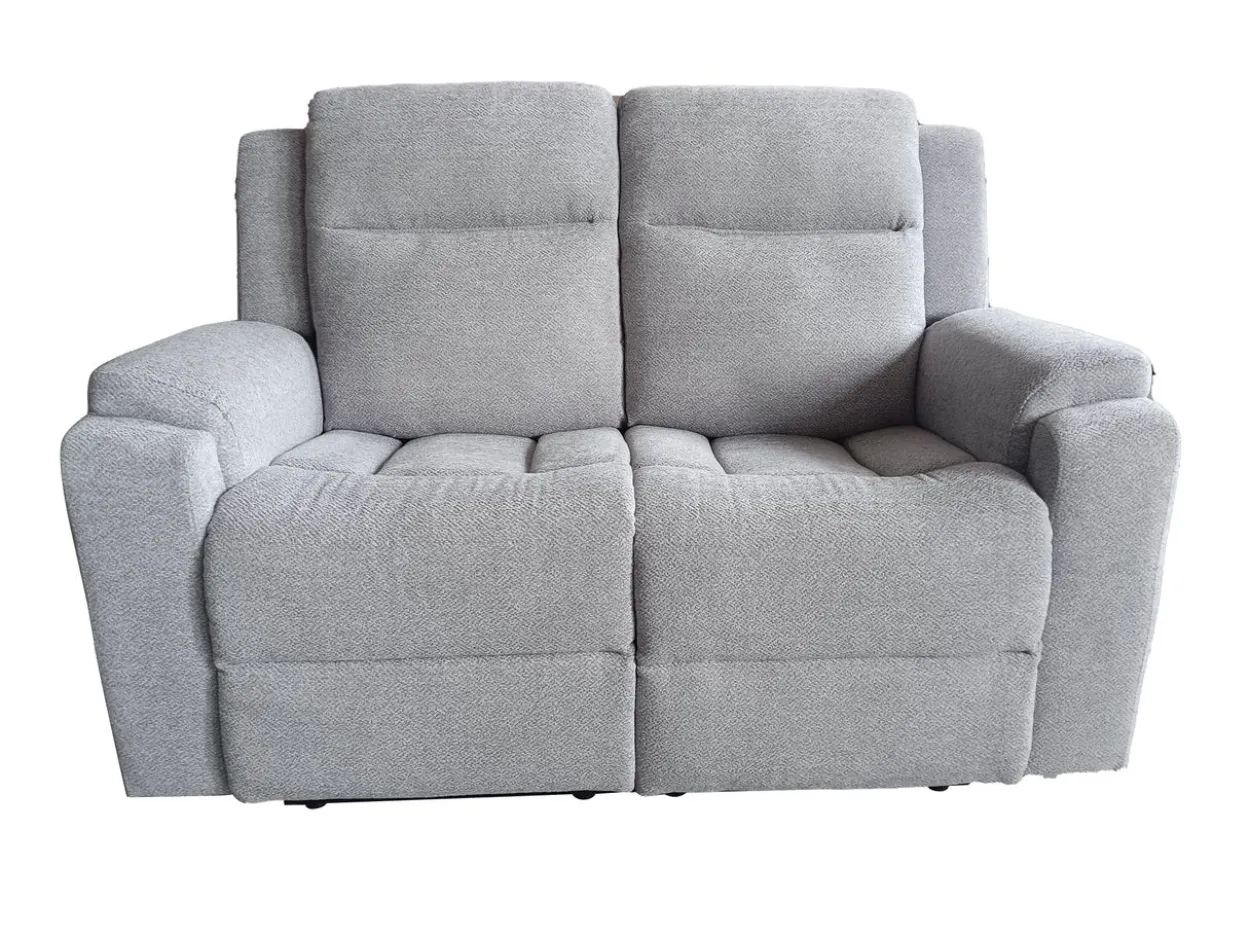 3tlg. Relaxsofa-Set aus Chenille - Hellgrau