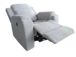 3tlg. Relaxsofa-Set aus Chenille - Hellgrau