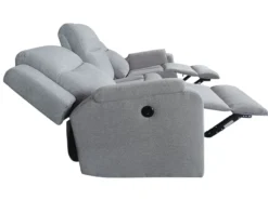 3tlg. Relaxsofa-Set aus Chenille - Hellgrau