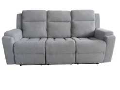 3tlg. Relaxsofa-Set aus Chenille - Hellgrau