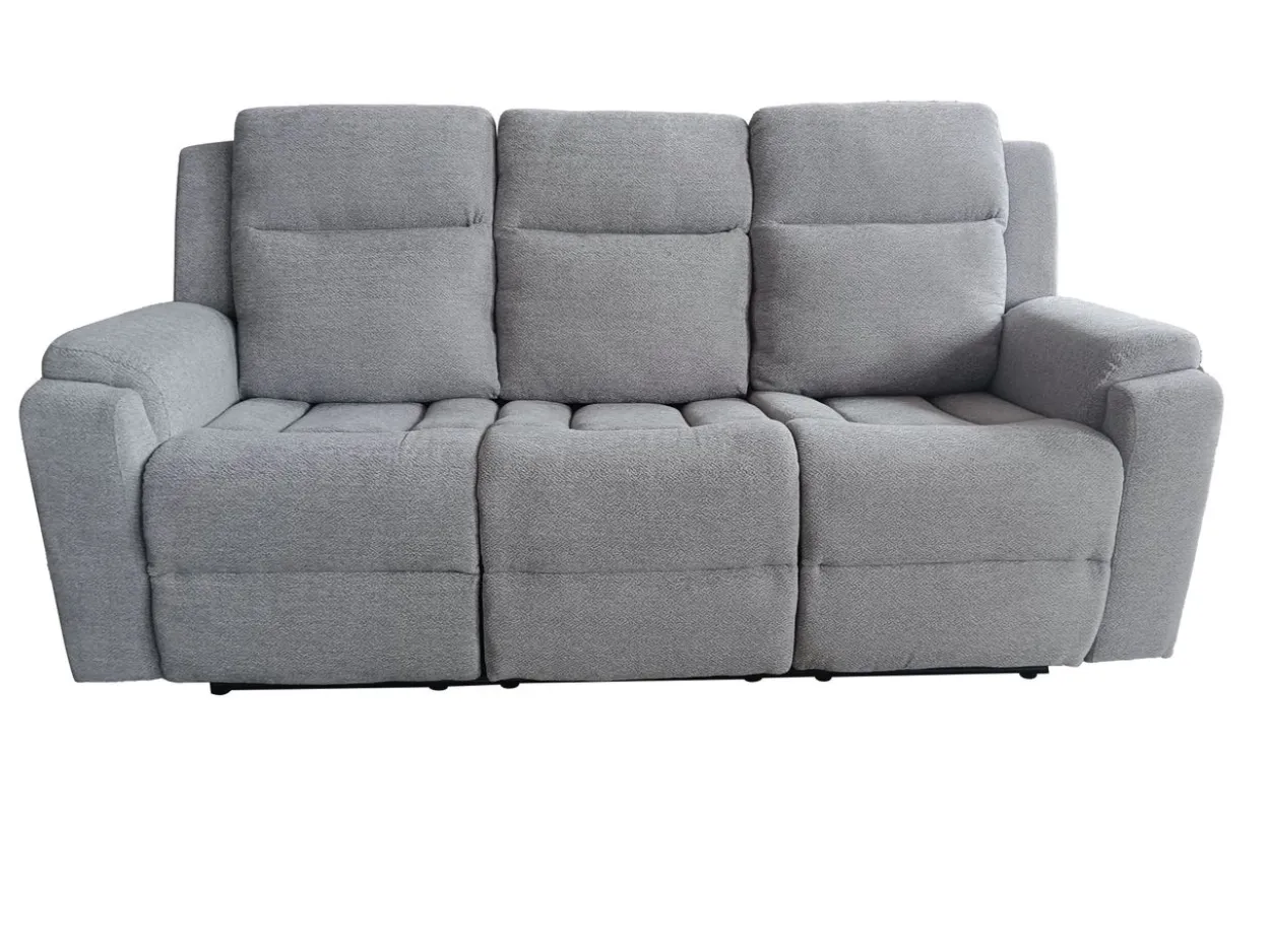 3tlg. Relaxsofa-Set aus Chenille - Hellgrau