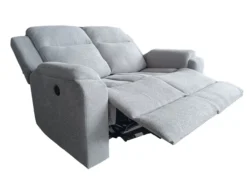 3tlg. Relaxsofa-Set aus Chenille - Hellgrau