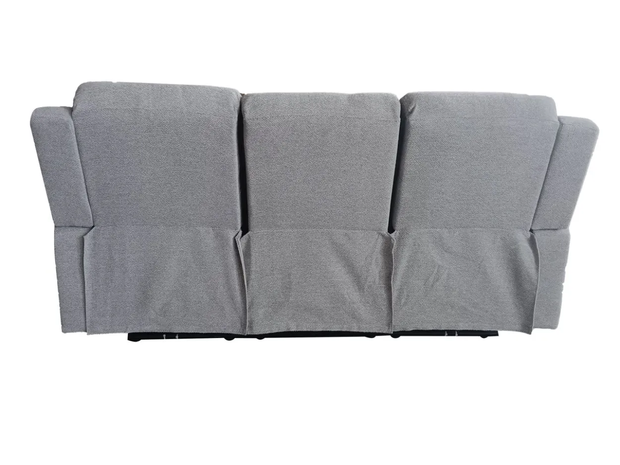 3tlg. Relaxsofa-Set aus Chenille - Hellgrau