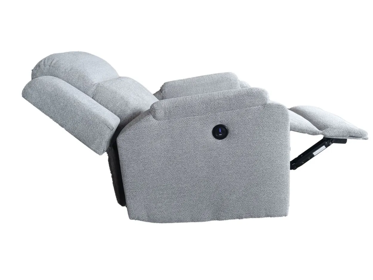 3tlg. Relaxsofa-Set aus Chenille - Hellgrau