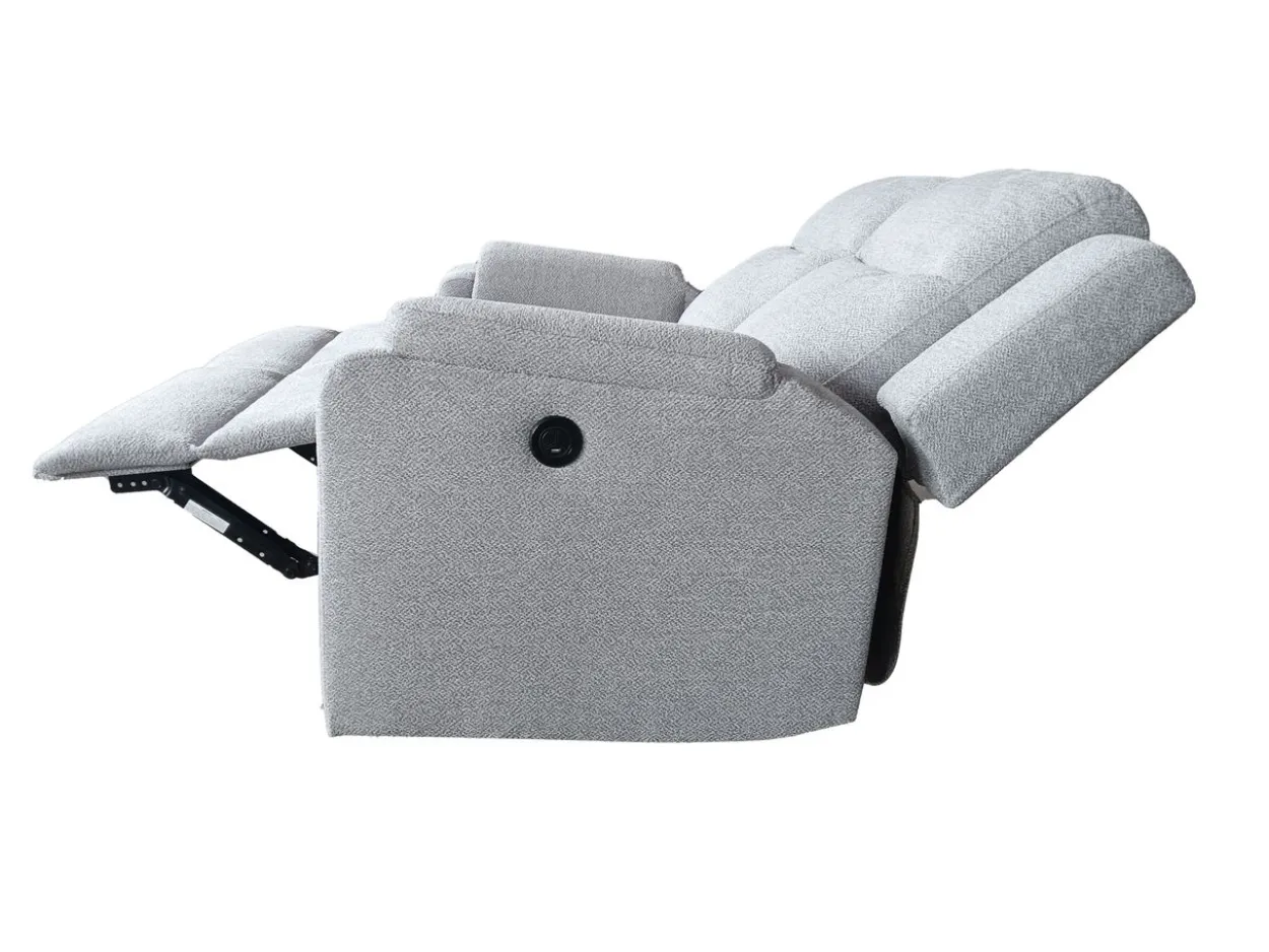 3tlg. Relaxsofa-Set aus Chenille - Hellgrau