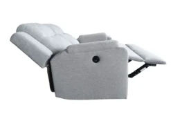 3tlg. Relaxsofa-Set aus Chenille - Hellgrau