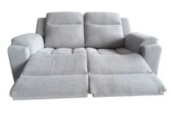 3tlg. Relaxsofa-Set aus Chenille - Hellgrau