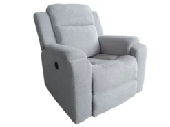 3tlg. Relaxsofa-Set aus Chenille - Hellgrau