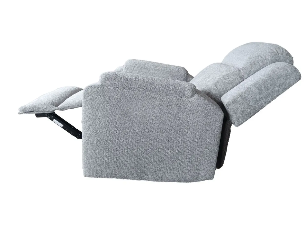 3tlg. Relaxsofa-Set aus Chenille - Hellgrau