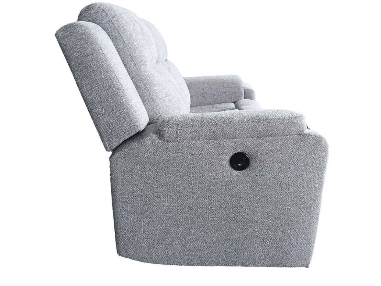 3tlg. Relaxsofa-Set aus Chenille - Hellgrau