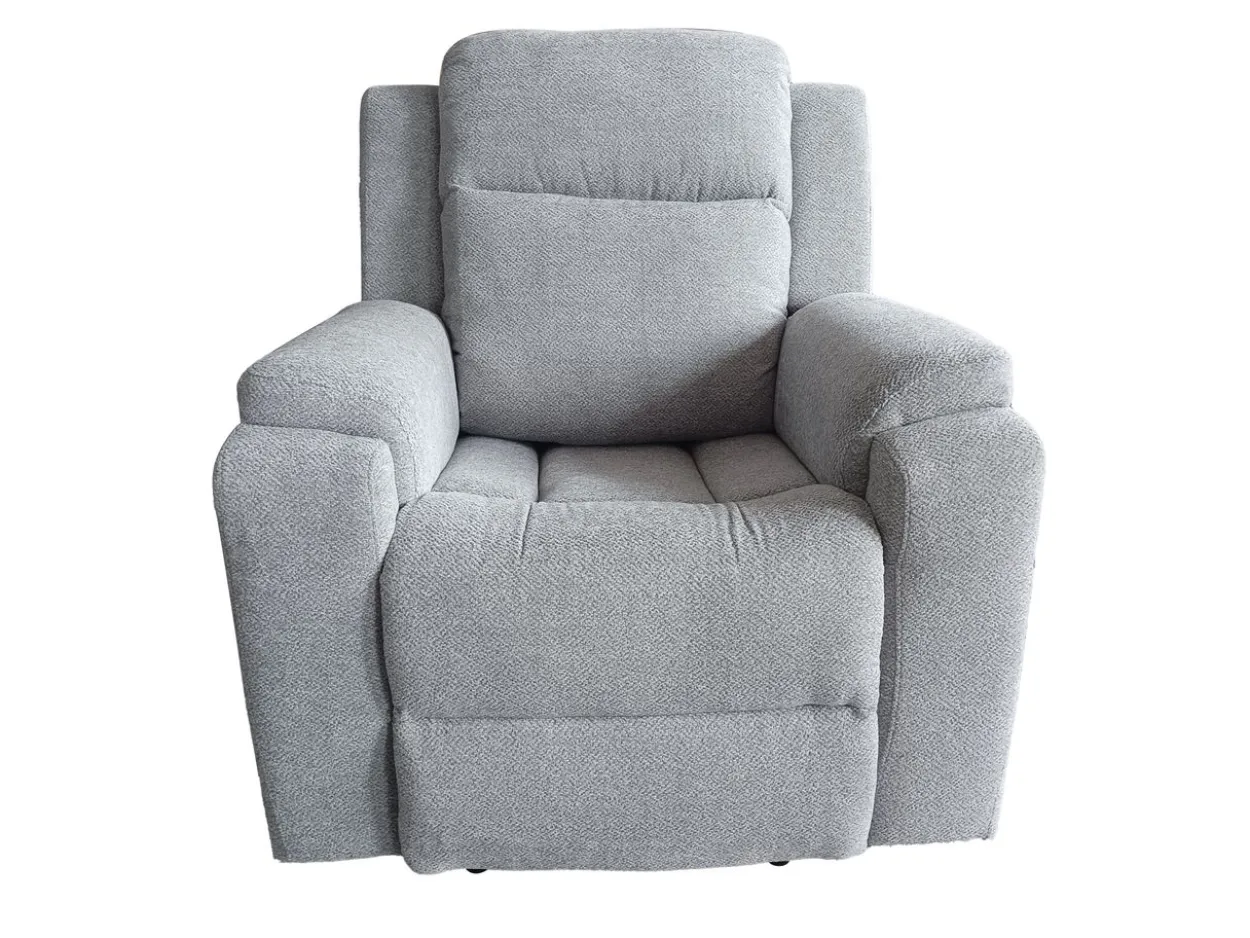 3tlg. Relaxsofa-Set aus Chenille - Hellgrau