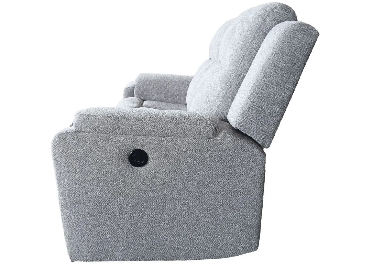3tlg. Relaxsofa-Set aus Chenille - Hellgrau