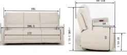3tlg. Relaxsofa-Set - Beige