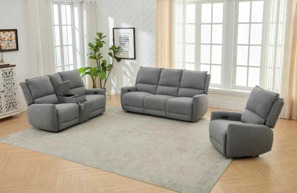 3tlg. Relaxsofa-Set - Grau
