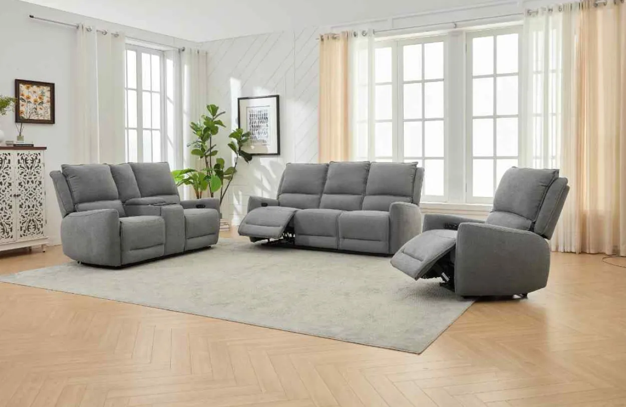 3tlg. Relaxsofa-Set - Grau