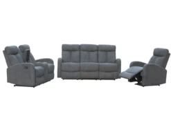 3tlg. Relaxsofa-Set mit 5 Relaxfunktionen - Grau