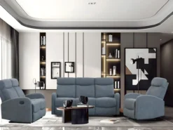 3tlg. Relaxsofa-Set mit 5 Relaxfunktionen - Dunkelgrau